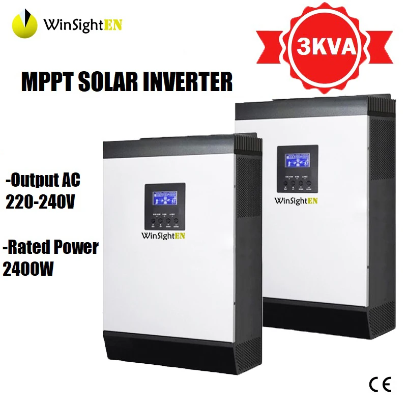 

MPPT Solar Inverter 3KVA Pure Sine Wave Hybrid Solar Utility Inverter 24V 220V Built-in 25A 60A MPPT PV Charge Controller