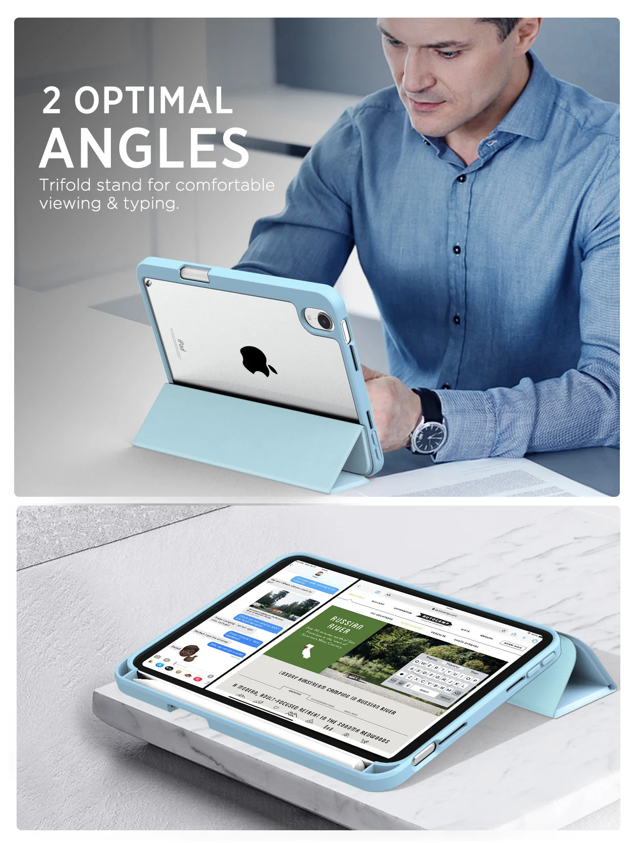 Étui avec Porte Stylo Auto Réveil/Sommeil Smart Case Ultra-Fin Support Magnétique avec 7 Angles de Visualisation Réglable Noir ZUGU Coque pour iPad Mini 6 