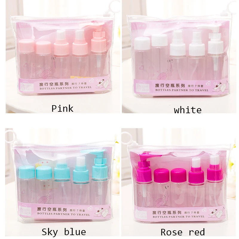 makeup bag 7pcs/Set Portable Spray Refillable Bottles Kit Plastic Makeup Container Home Travel Empty Spray Refill Bottles pouch