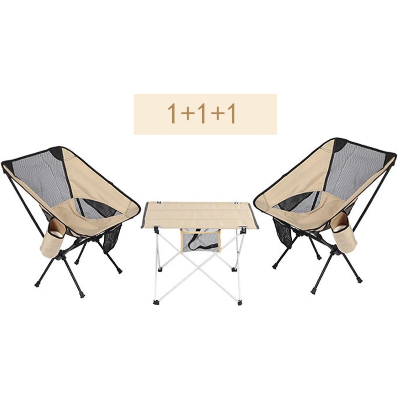 

Outdoor Portable Cloth Table & Chair Set Folding Table Chairs Set Beech Camping Chairs Camping Table for Fishing Garden Party