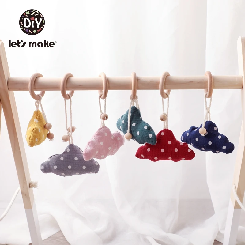 Let's Make Children's Toys Mobile On The Bed Kids Toys For Toddlers Cotton Filling Bell 1PC Cloud Soft New Born Wooden Rattle