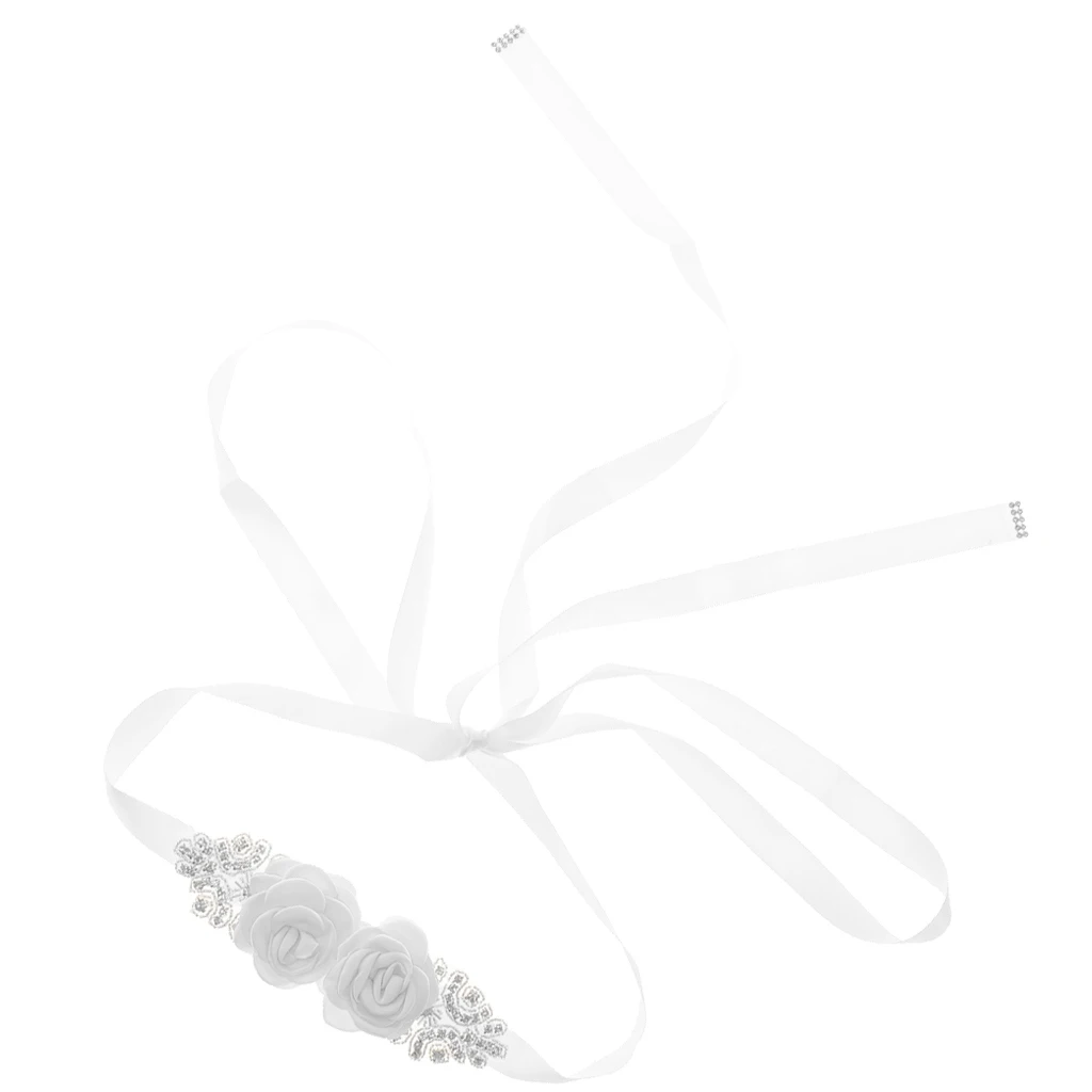Wedding Bridal Flower Sash Wedding Bride Belt Rhinestone Sash Baby Shower Costume Wedding Bridal Flower Sash Wedding Bride Belt Rhinestone Sash Baby Shower Costume