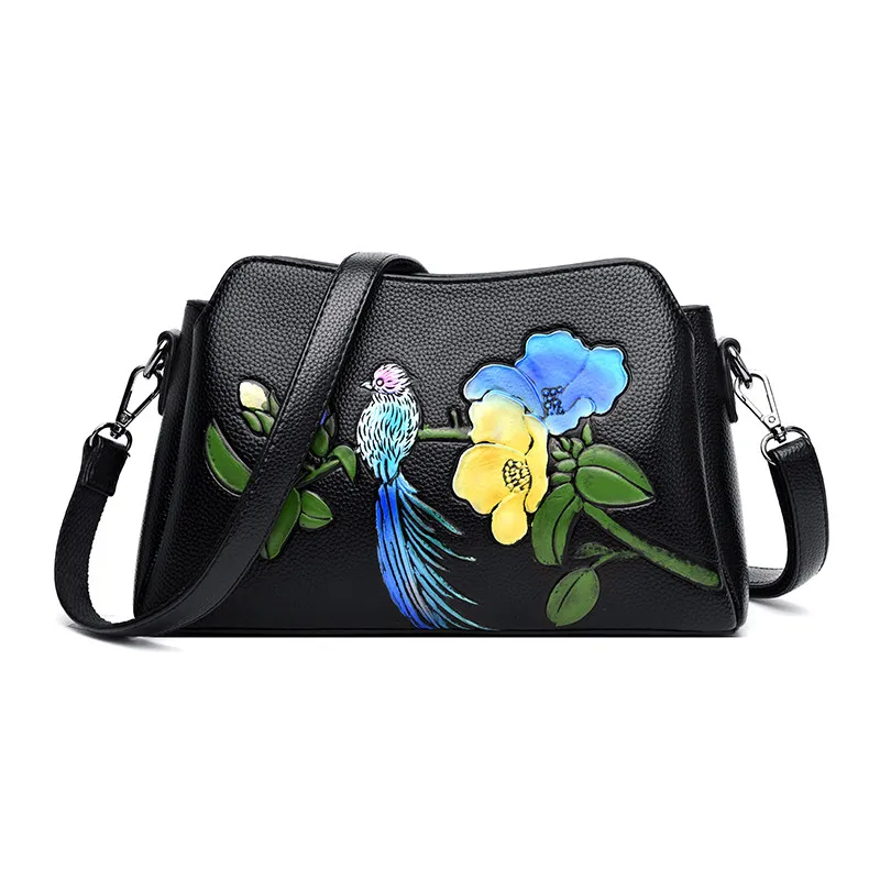 Birds and flowers Модные роскошные кожаные сумки с цветочным рисунком, женские дизайнерские сумки, высококачественные сумки с цветочным принтом в китайском стиле, сумки через плечо для женщин - Цвет: Birds and flowers