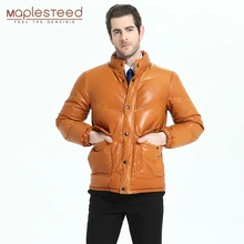 Теплая Толстая мужская куртка из натуральной кожи на утином пуху, мужская зимняя куртка из натуральной овечьей кожи, Мужская одежда, Азиатский размер M181