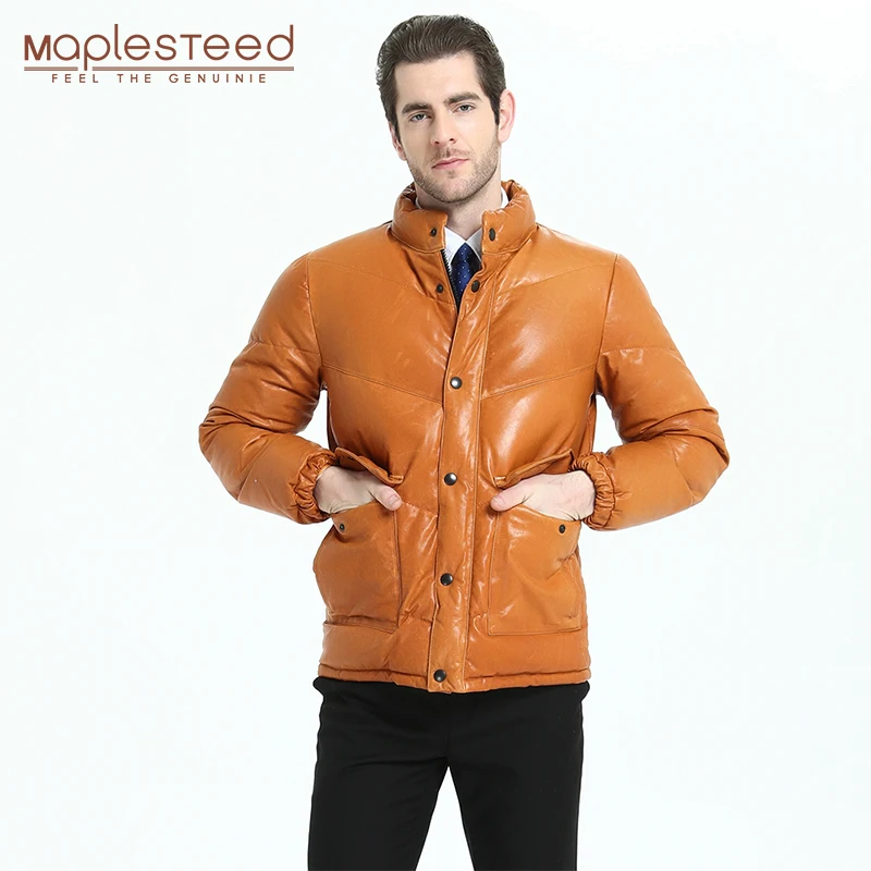 

WARM Thicker Men's Genuine Leather Duck Down Jacket Men 100% Real Sheepskin Soft Skin Winter Coat Men Clothing Asian Size M181