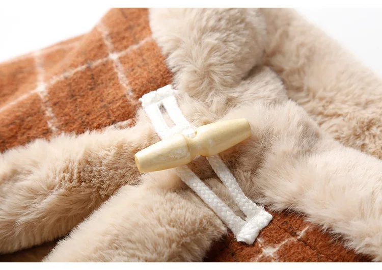 Новое модное шерстяное пальто, утолщенное пальто из кроличьего меха в стиле ретро, зимняя теплая клетчатая короткая куртка
