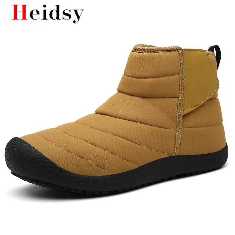 

New Fashion Men Boots High Quality Unisex Waterproof Mid waist Boots Shoes Warm Fur Plush Hook & Loop Winter Shoes Free Shipping