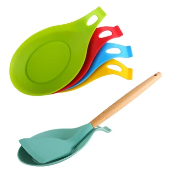 

Soft Silicone Spoon Insulation Mat Silicone Heat Resistant Placemat Tray Spoon Pad Desk Mat Drink Glass Coaster Kitchen Tool