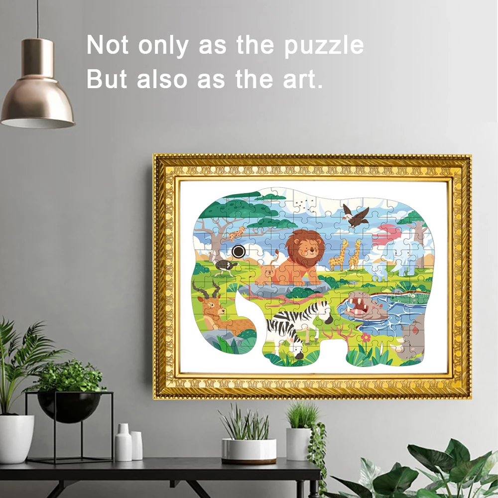 Hahowa Elephant Jigsaw Puzzle Animal Shaped Lion Puzzles For Kids Children 3 Years Games Educational Toys Child Birthday Gift 5