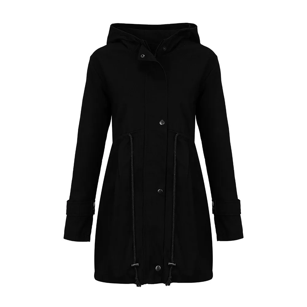 JAYCOSIN куртка женская Chaqueta Mujer размера плюс модная верхняя одежда на пуговицах пальто Ветровка Длинные куртки Veste Femme 19AUG20 - Цвет: BK