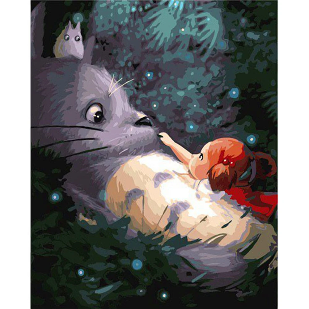 

Mouse and Girl Paint By Numbers DIY Set For Quarantine Depression-Killer DIY Oil Painting With Combo Frame and Colorful Canvas
