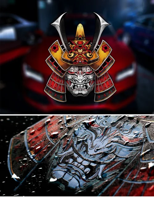 3D Ghost Devil Oni Samurai Warrior Metal Emblem Badge – Zinc Alloy With Adhesive For Car, Motorcycle, Laptop