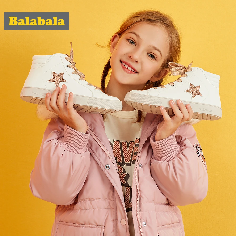 Balabala/Обувь для девочек; Новинка года; белая обувь; детская обувь; модная детская обувь из искусственной кожи; зимняя обувь