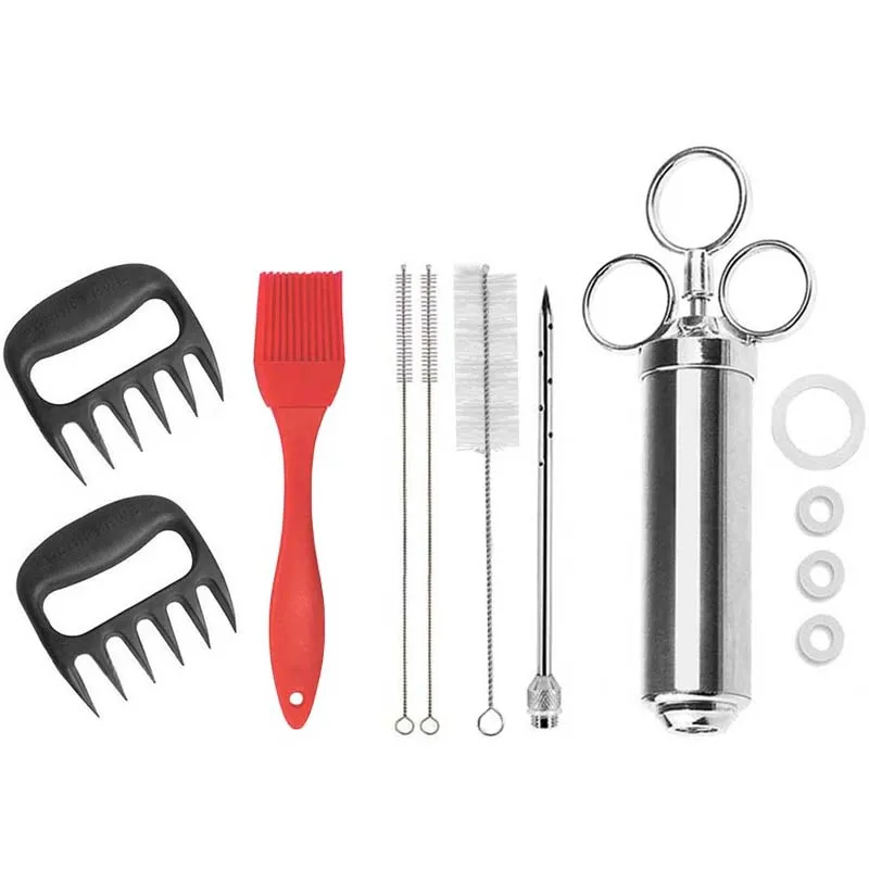 1Needle 3Brush 2Fork Iyoupite маринада мясо инжектор 2 унции емкость с 6 иглы силиконовая щетка нержавеющая сталь барбекю Инжектор Шприц - Цвет: 1Needle 3Brush 2Fork
