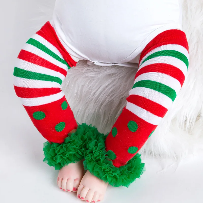 

Christmas Baby Leg Warmers Autumn Winter Warm Newborn Socks Stripe Flowers Printing Holiday Party Baby Kids Infant Photography