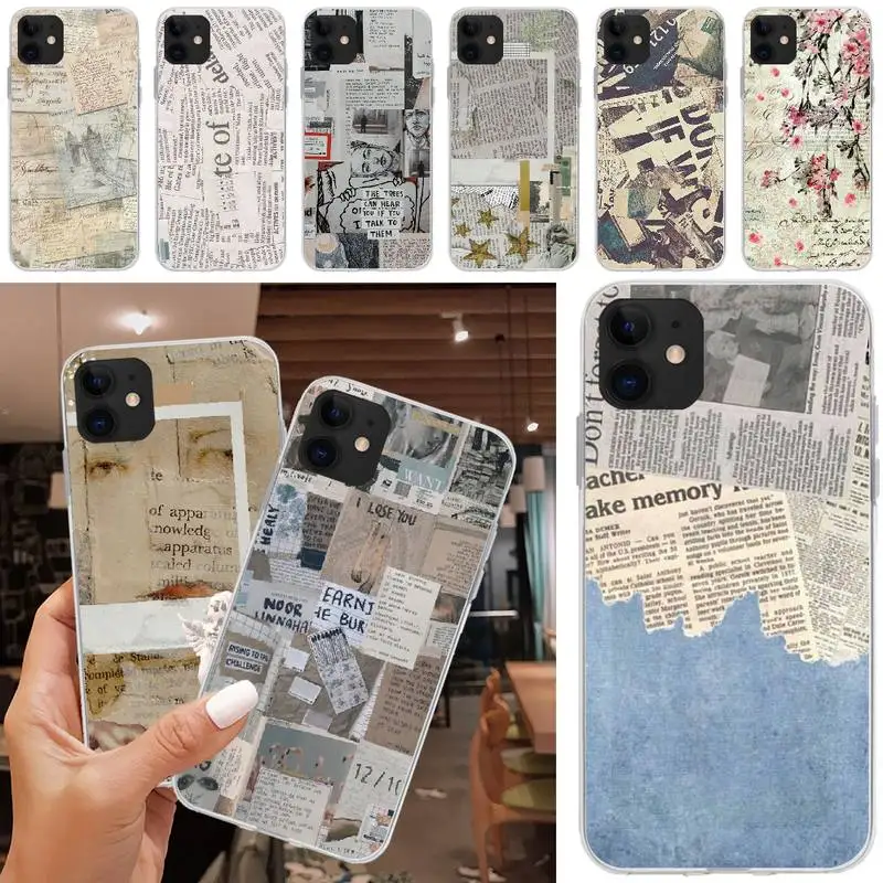 

OFFeier Creative newspaper DIY Luxury Phone Case For iPhone 5C 5 5S SE 7 8 plus X XS XR XS MAX 11 11 pro 11 Pro Max