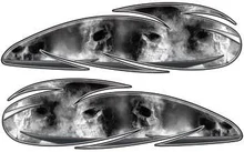 

For 2x Motorcycle Gas Tank Graphics With Gray Skulls - 4.5" h x 16" w - REFLECTIVE