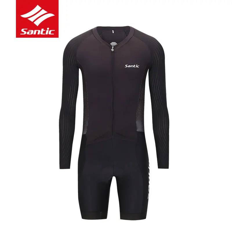 Мужская велосипедная майка Santic, дышащая, Pro Fit, гоночная, мягкая, MTB, Шоссейная, велосипедная, Джерси, быстросохнущая, анти-УФ, с длинным рукавом, велосипедная одежда - Цвет: M6C03010H