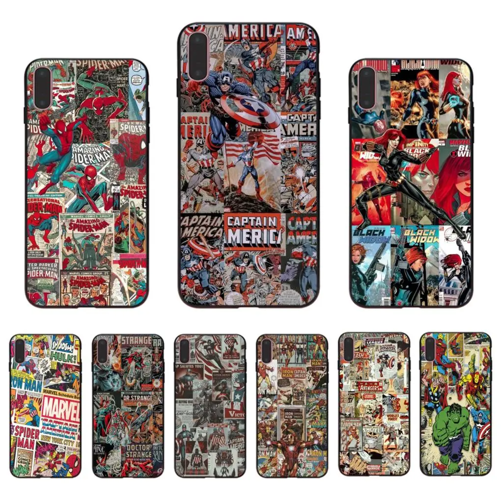 Герои комиксов Marvel, плакат, мягкий чехол для телефона, для iphone xs 11 pro xs max x xr 7 6s 8 6 plus 5S se 5, ТПУ чехол, паук, Железный человек