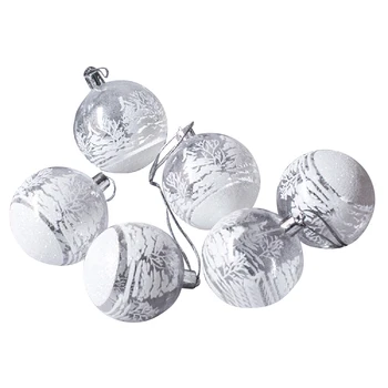

6Pcs/set Glass Ball Ornaments Christmas Tree Hanging Ball Xmas Pattren Glass Pendants Craft for New Year Xmas Party Decoration