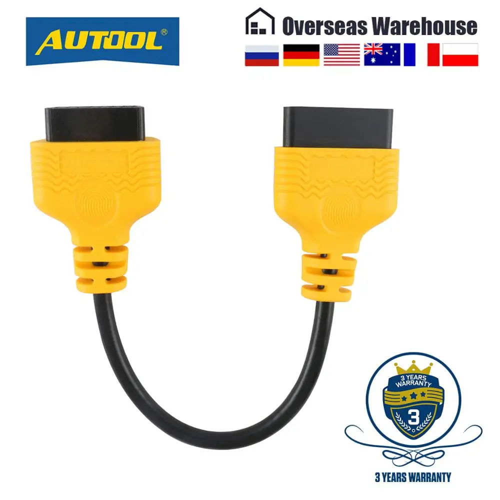Автомобильный диагностический кабель адаптер AUTOOL OBD 2 OBD2 II ELM327 расширенный разъем
