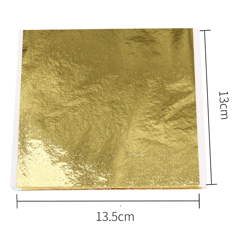 100 Pieces of Green and Gold Foil Leaf Sheets for Art, Crafts, Furniture Decoration, and Nail Art