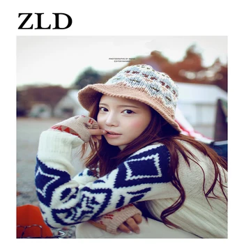 

ZLD Hat lady autumn and winter is cute retro knit fisherman hat outdoor wild short pot cap folding fishing hat sunhats girls