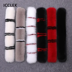 100% Real Fox Fur Collar Coat Fur Hat Strip Winter Coat Jacket Fur Collar For Women Female Neck Cap Long Warm Genuine Fur Scarf