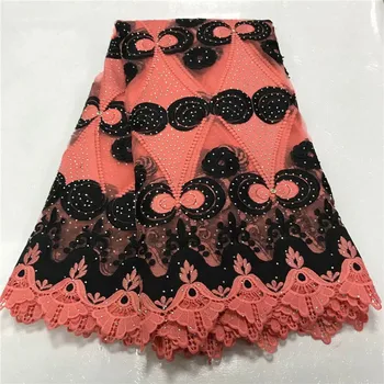 

Excellent African cord lace (5yards/pc)Free shipping faric with loverly flowers design two colors water soluble lace! 3L71802