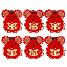6 шт. милый красный конверт в форме крысы для заполнения денег Китайская традиционная Новогодняя красная сумка-конверт подарок для хранения