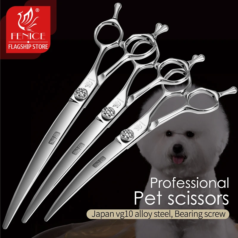 Fenice 6.5/7/7.5 inch JP VG10 Curved Pet Dog Grooming Scissors Shears