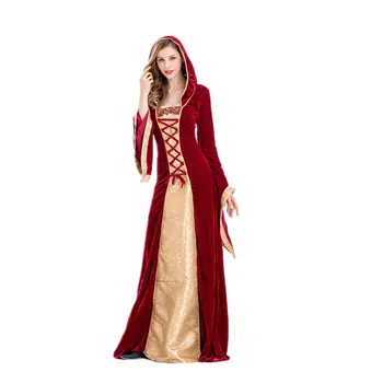 

New anime Medieval Sexy Gothic Witch Hooded Dress Adult Women Halloween Costumes Vampire Witch Party Masquerade Long Dress
