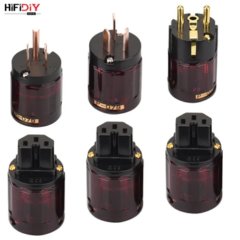 

HIFIDIY LIVE EU/US/AU Pure Copper Gold Plated Power Plug Tail Connector For HIFI Audio Power supply wire Connectors purple 079