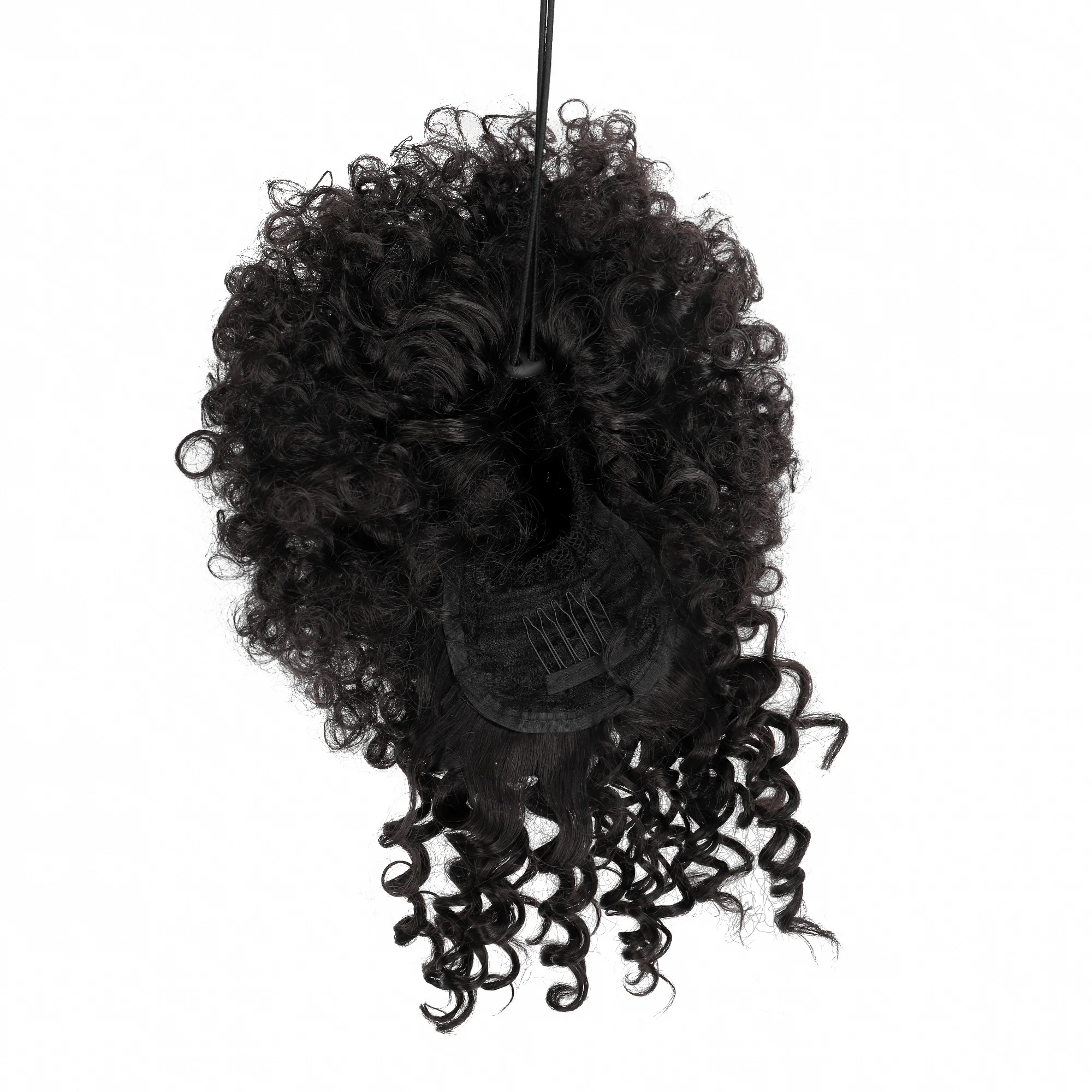 XUANGUANG Curly Hair High Ponytail Synthetic Hair Extension African Curly Ponytail And Bangs Short Parcel Clip Seven Colors