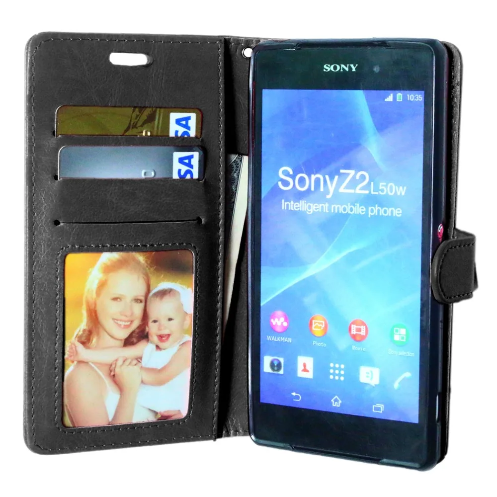 Чехол для телефона sony Xperia Z2 роскошный Флип кожаный чехол для sony Z2 D6503 L50W Чехол-портмоне держатель подставка задняя крышка