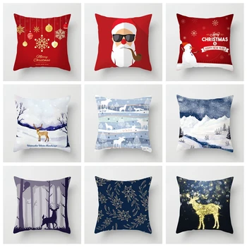 

Christmas Pillow Cover Merry Cristmas Cushion Case Decor Santa Claus Elk Cushion Cover 2021 Xmas Pillow Case Decor for Home Sofa