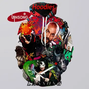 

hip hop new hoodies streetwears 3d print suicide squad men harajuku sweashirts/pants winter jacket men short homme clothes men