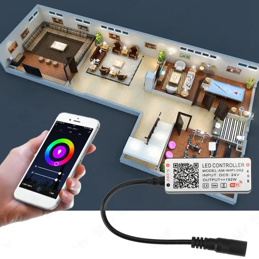 Мини Wifi RGB Bluetooth контроллер DC5V-24V Интеллектуальная музыка Bluetooth контроллер светильник контроллер полосы для RGB RGBW светодиодные ленты