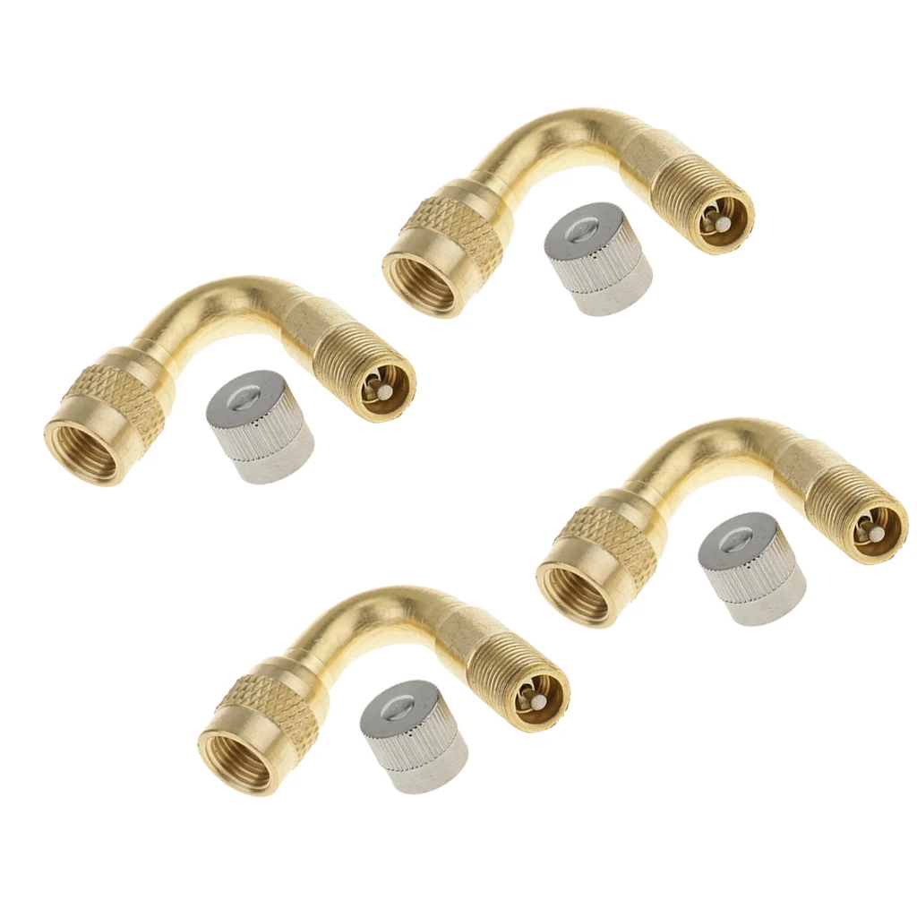 45 Degree Auto Car Lorry Wheel Tyre Valve Extension Adapter with Dust Cap x4