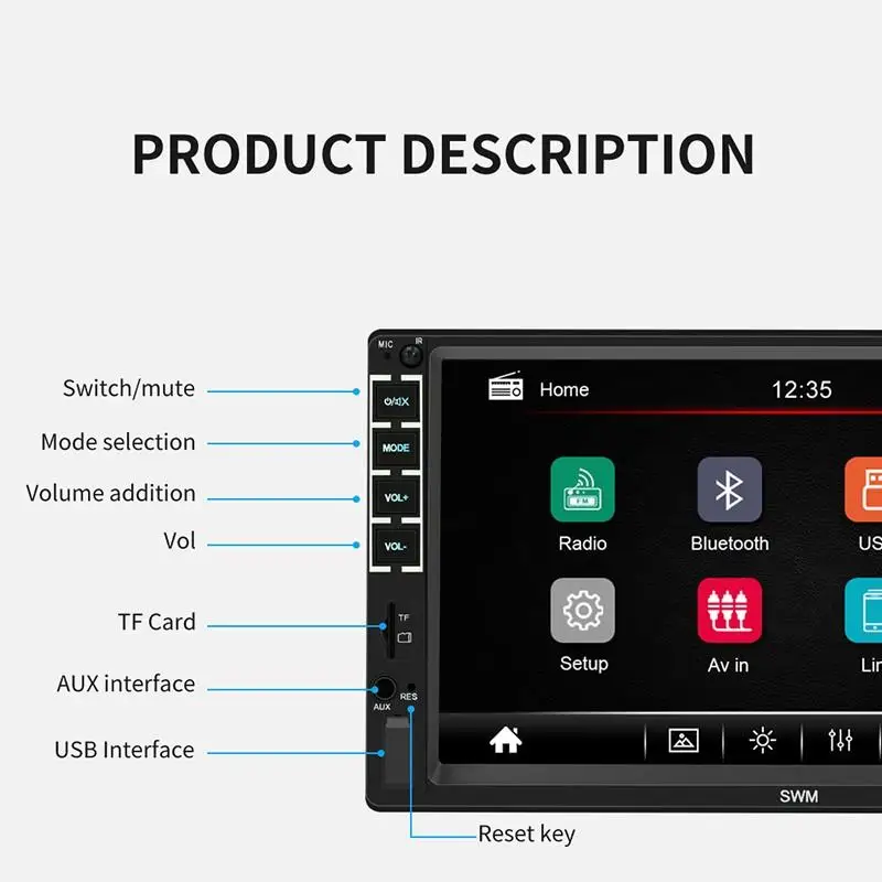 N7 2 Din автомагнитола " HD сенсорный экран авторадио FM Bluetooth AUX-IN USB рулевое колесо управление мультимедийный плеер камера заднего вида