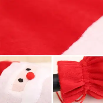 

10PC Santa Claus Christmas Drawstring Red Wine Bottle Cover Bags Dinner Party Table Decor Xmas Gift Red Wine Bag 634E