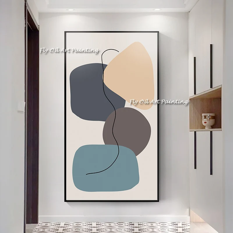 

Large High Quality Hand Painted Abstract Canvas Simple Oil Painting Thick Textured Modern Wall Art Living Room Porch Decoration