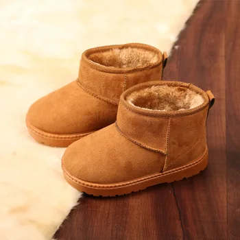 

2020 Girls Boys Shoes Snow Boots Unisex Winter Warm Thick Plush Children Boots Fashion Non-slip Toddler Kids Student Short Boots