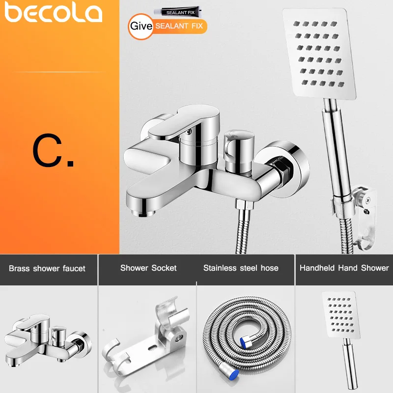 Bath Room Wall Mounted Bathroom Faucet With Handheld Hand Shower Bathtub Mixer Set Shower Faucet shower set,bathtub faucet,shower faucet,water mixer
