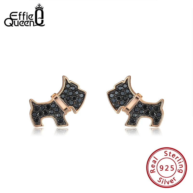 Effie Queen оригинальные сережки гвоздики Desig Puppy из настоящего серебра 925 пробы с