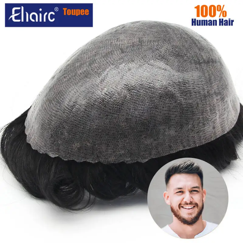 Male Hair Prosthesis 0.12mm Injection Full Skin Toupee Men Durable Wigs