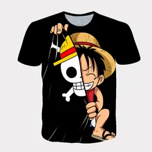 Summer 3 - 14 Years Boys' Fashion Casual Polyester Cartoon One Piece Luffy Zoro 3D Print Kids T-Shirt Tees