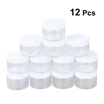 

12Pcs Empty Refillable Bottles Wide-Mouth Plastic Containers With Lids Storage Jars Containers For Crafts Cosmetics Lotions
