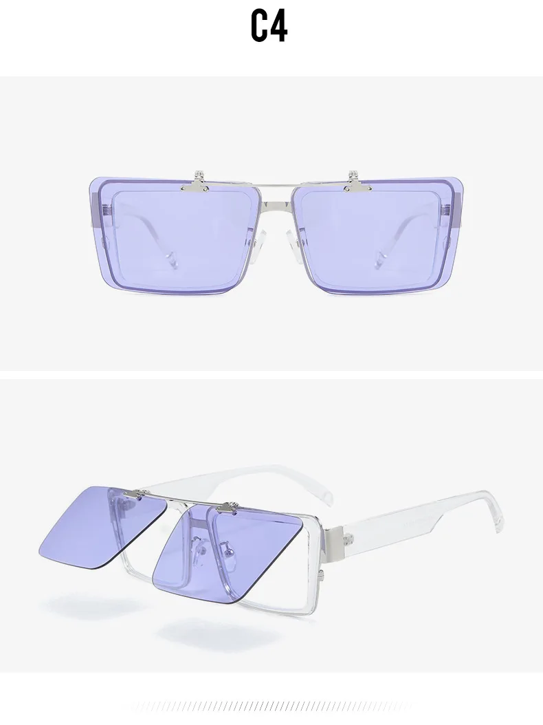 Квадратные трендовые солнцезащитные очки Флип уличные очки UV400 Мужские и женские очки Oculos De Sol Feminino брендовый дизайнер