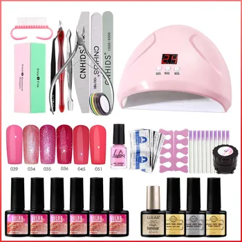 

27pc Acrylic Nail Kit With Uv Lamp Professional Nail Salon Nail Polish Polishing Tool Diy Nail Set Nail Art All For Nail Set